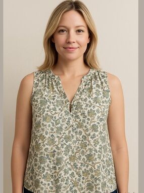 Zara Basic - Floral Sleeveless Blouse – Size Small
